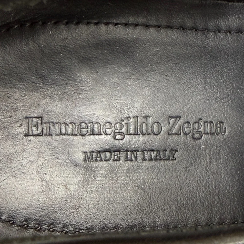 Ermenegildo ZEGNA Penny Loafers Mens 9 Black Leather Dress Formal Business